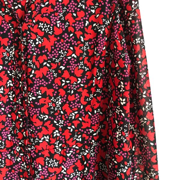 Michael Kors Women's Midi Shirt Dress Size XL Floral Chiffon Long Sleeve Lined - Picture 6 of 10